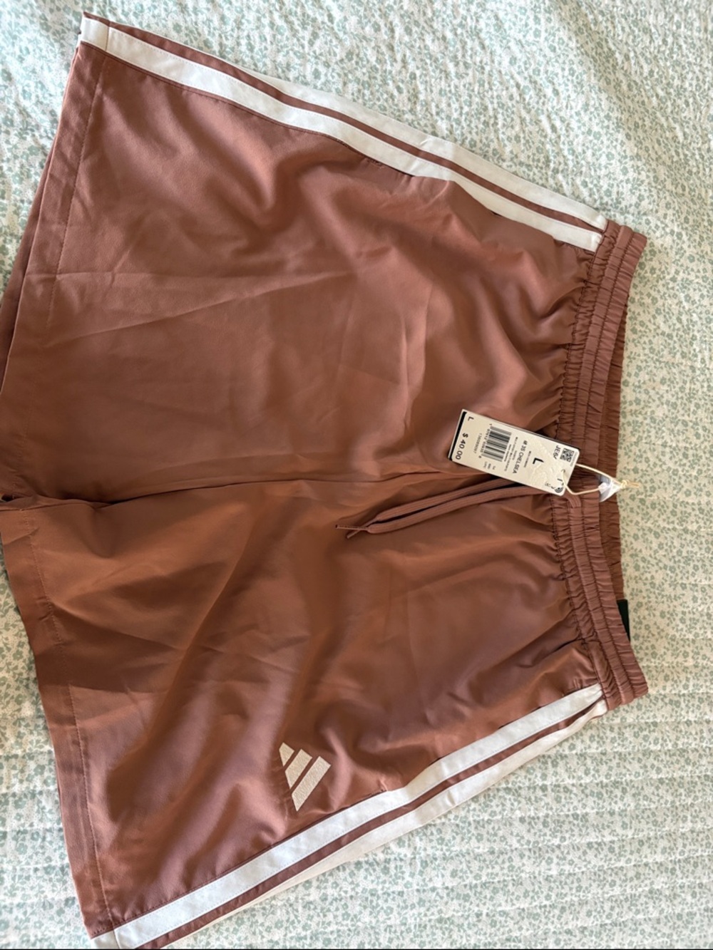 adidas Men's Mauve Athletic Shorts with White Stripes